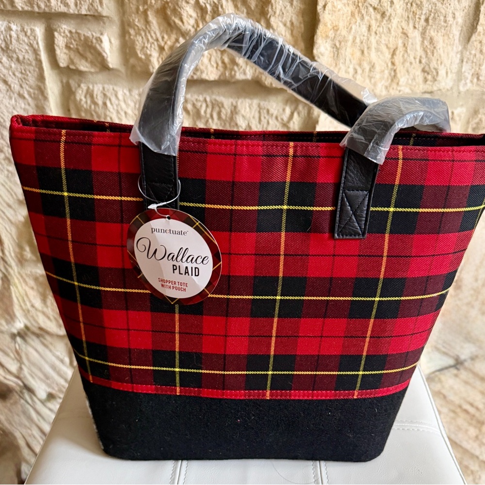 Wallace Plaid Shopper Tote - Red and Black